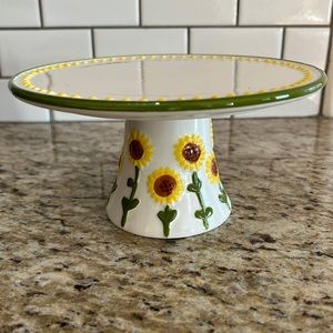 Sunflower Mini Cake Stand white with yellow and green